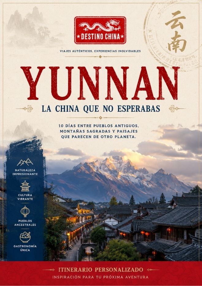anuncio de la ciudad de Yunnan con vista al monte